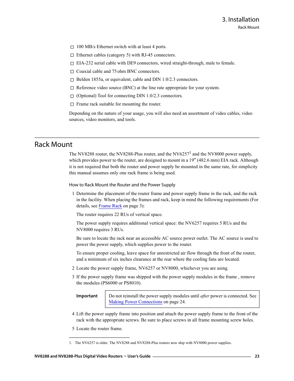 Rack mount, Ed. see, Installation | Grass Valley NV8288 v.1.5 User Manual | Page 33 / 88