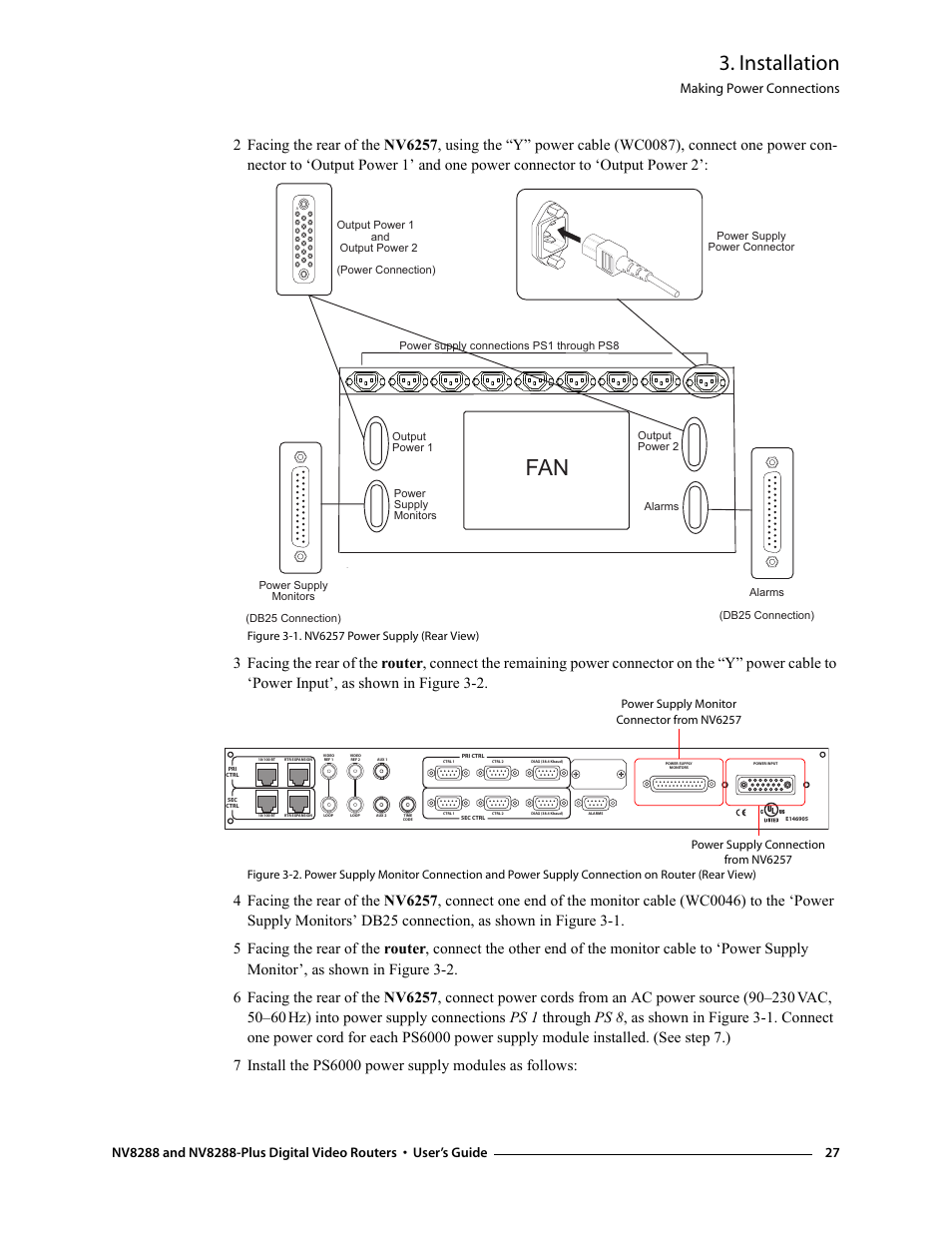 Installation, Making power connections | Grass Valley NV8288 v.1.5 User Manual | Page 37 / 88