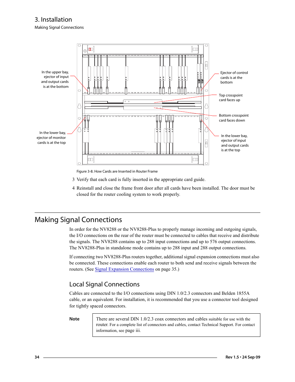 Making signal connections, Local signal connections, S. (see figure 3-8.) | Installation | Grass Valley NV8288 v.1.5 User Manual | Page 44 / 88