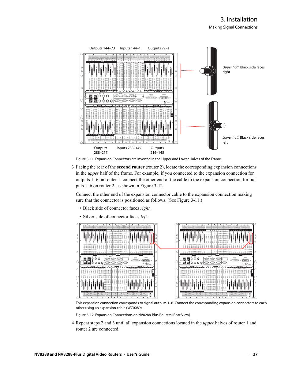 Installation, Making signal connections, Rtr expansion | Diag (38.4 kbaud) | Grass Valley NV8288 v.1.5 User Manual | Page 47 / 88