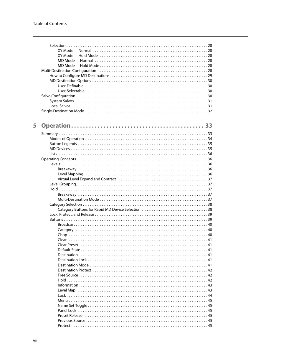 5 operation | Grass Valley NV9601 v.2.2 User Manual | Page 8 / 84
