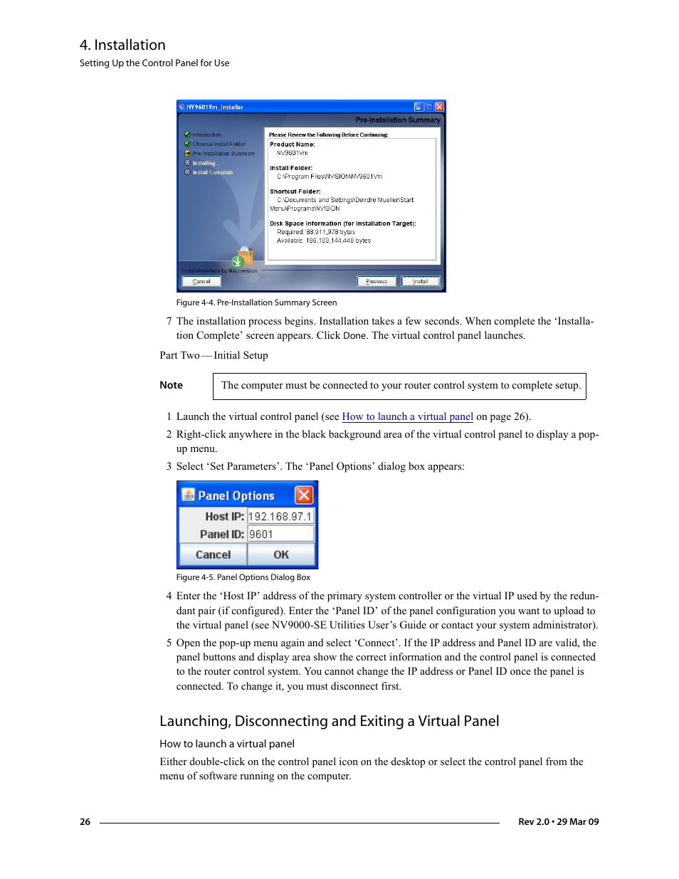 How to launch a virtual panel, Installation | Grass Valley NV9601 v.2.0 User Manual | Page 36 / 76