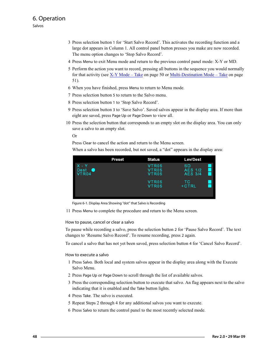 Operation | Grass Valley NV9601 v.2.0 User Manual | Page 58 / 76