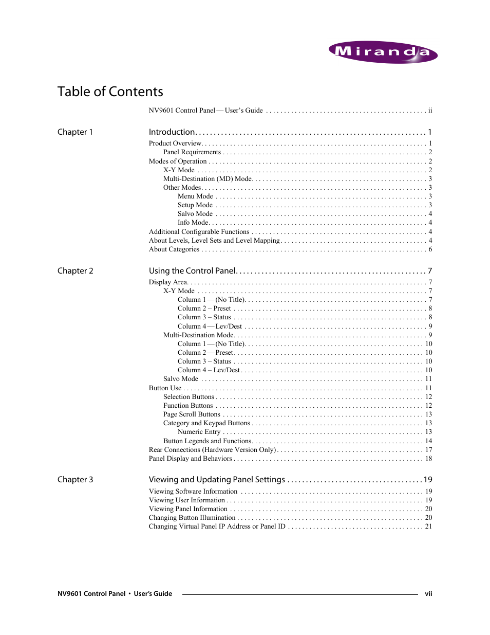 Grass Valley NV9601 v.2.0 User Manual | Page 7 / 76
