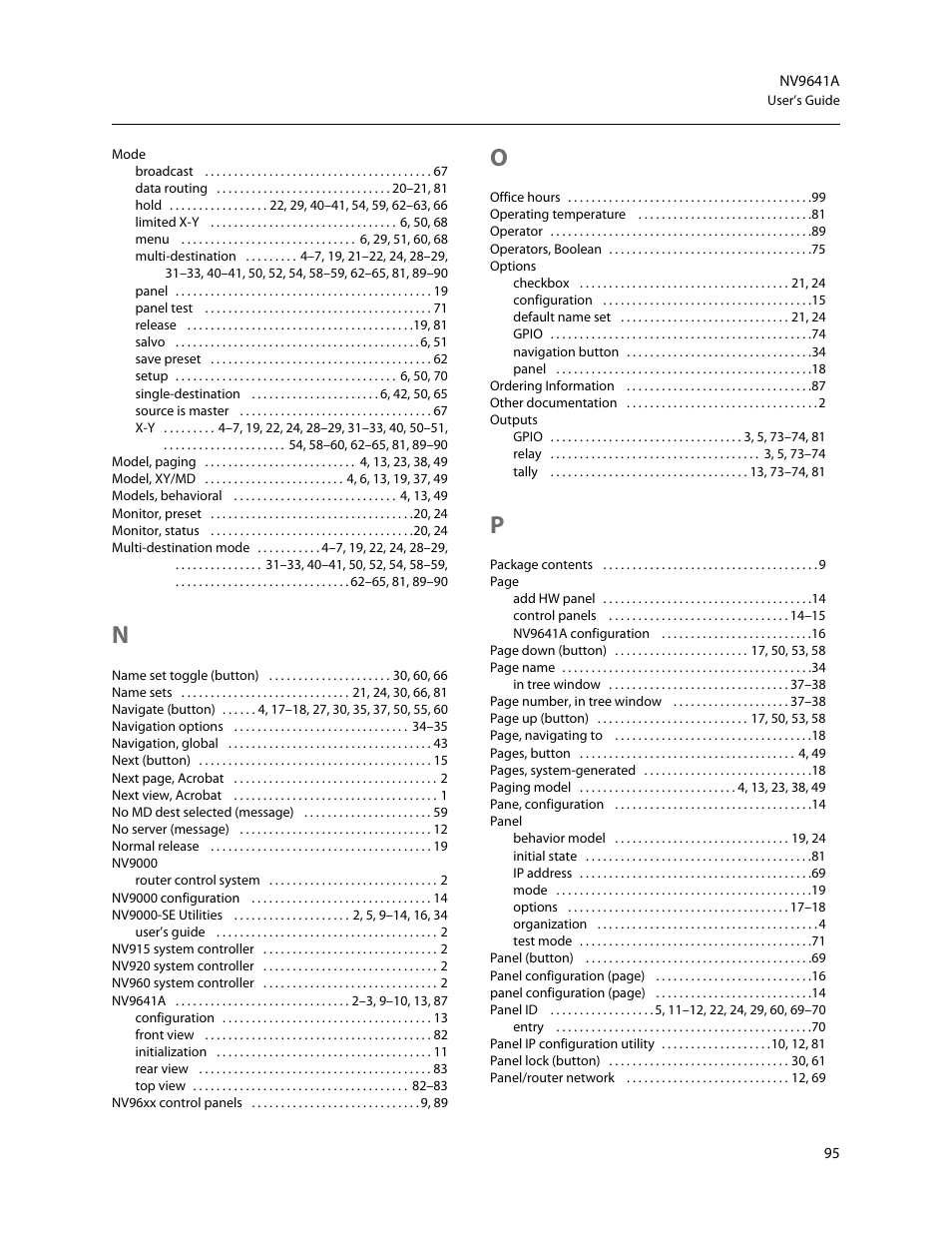 Grass Valley NV9641A v.1.0 User Manual | Page 105 / 110