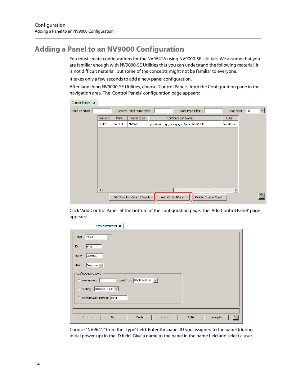 Adding a panel to an nv9000 configuration | Grass Valley NV9641A v.1.0 User Manual | Page 24 / 110