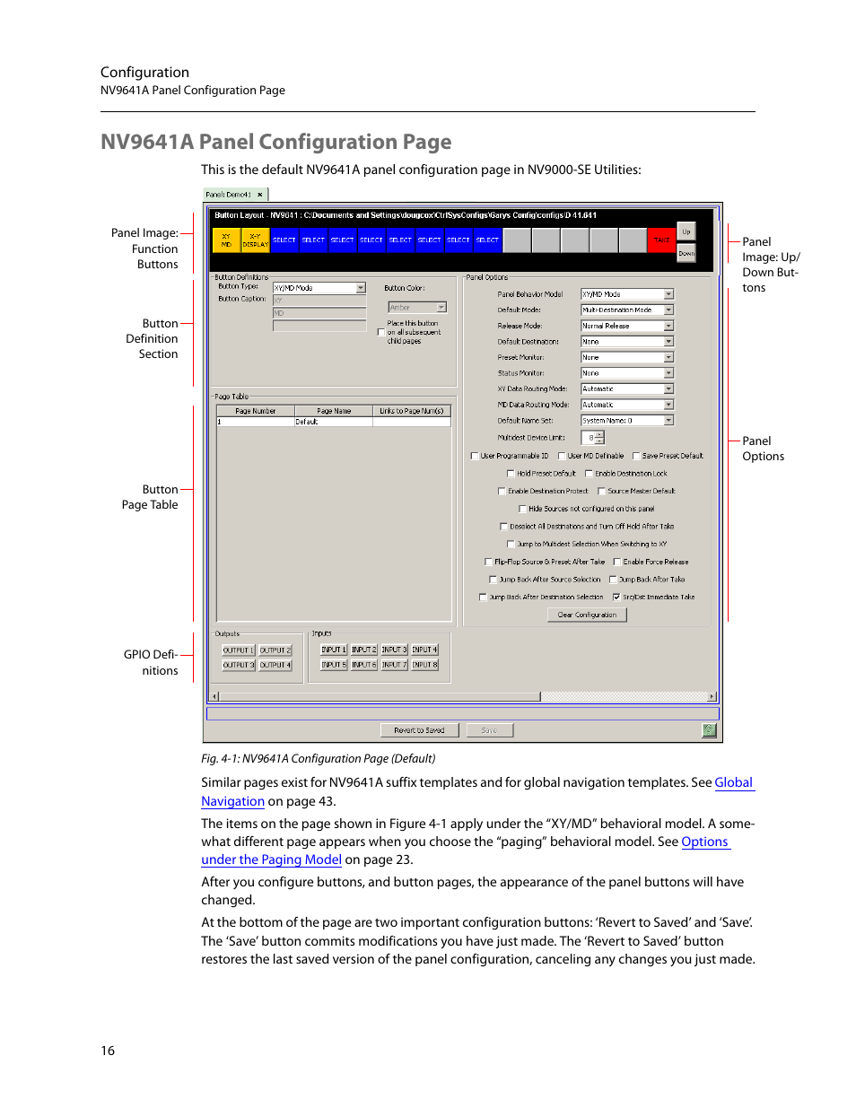 Figure 4-1, Nv9641a panel configuration page | Grass Valley NV9641A v.1.0 User Manual | Page 26 / 110