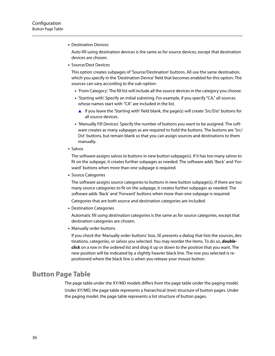 Button page table | Grass Valley NV9641A v.1.0 User Manual | Page 46 / 110