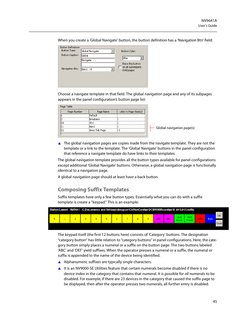 Composing suffix templates | Grass Valley NV9641A v.1.0 User Manual | Page 55 / 110