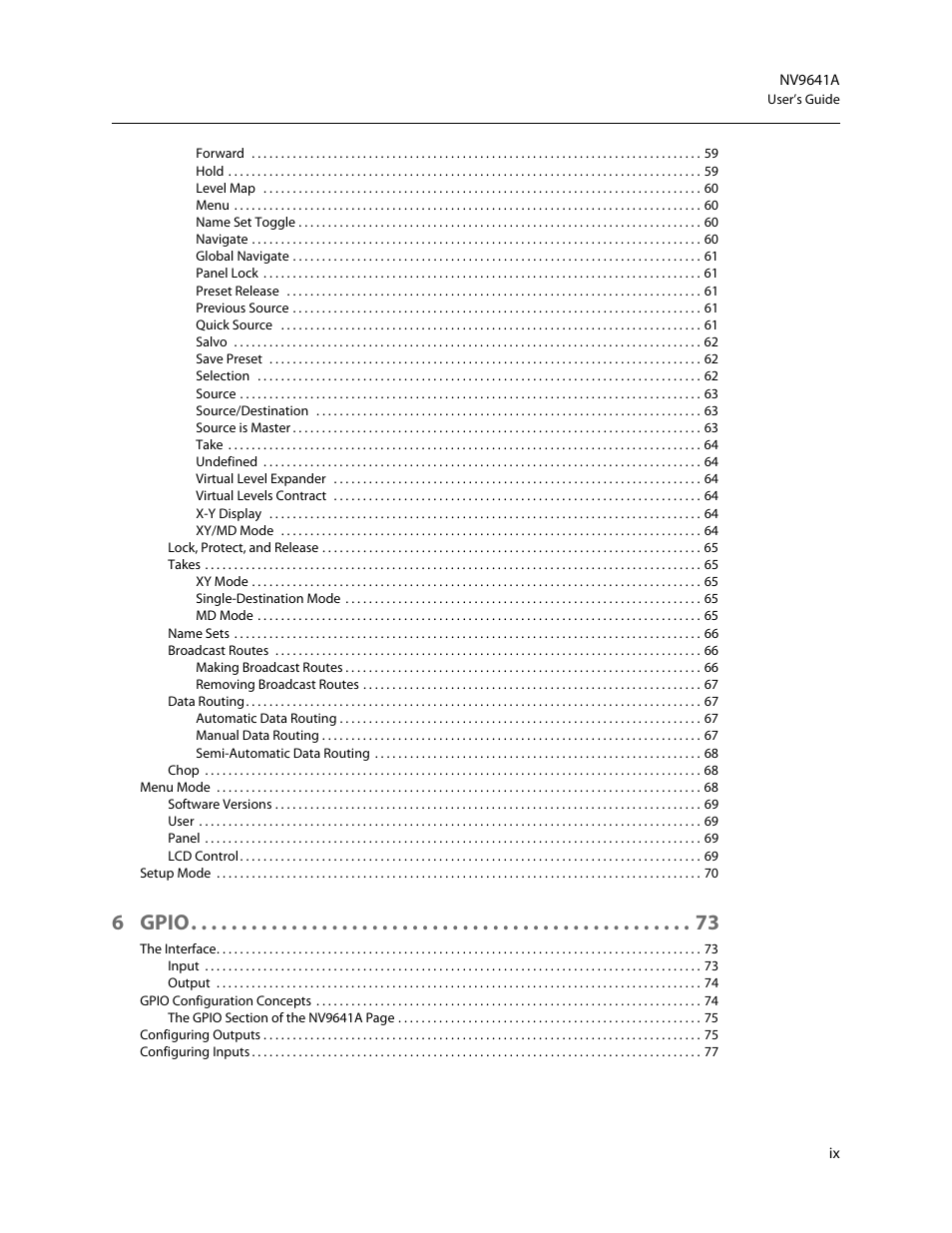 6 gpio | Grass Valley NV9641A v.1.0 User Manual | Page 9 / 110