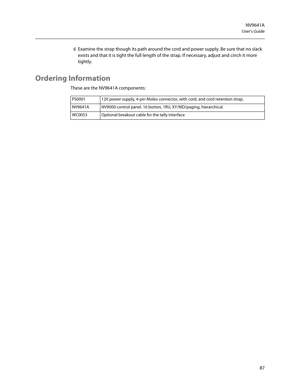 Ordering information | Grass Valley NV9641A v.1.0 User Manual | Page 97 / 110