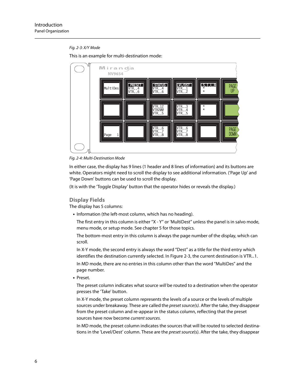 Display fields, Introduction | Grass Valley NV9654 v.1.1 User Manual | Page 16 / 118