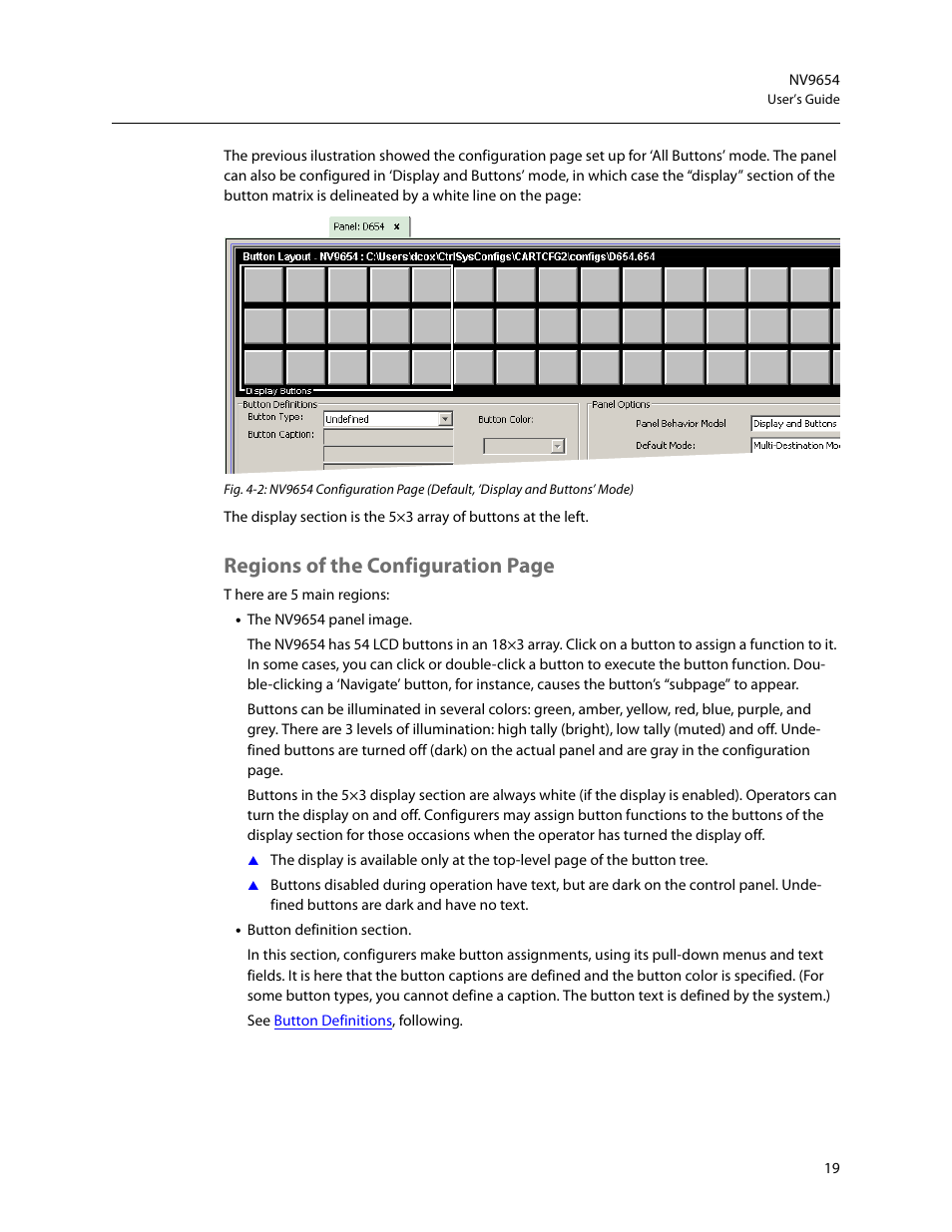 Regions of the configuration page | Grass Valley NV9654 v.1.1 User Manual | Page 29 / 118