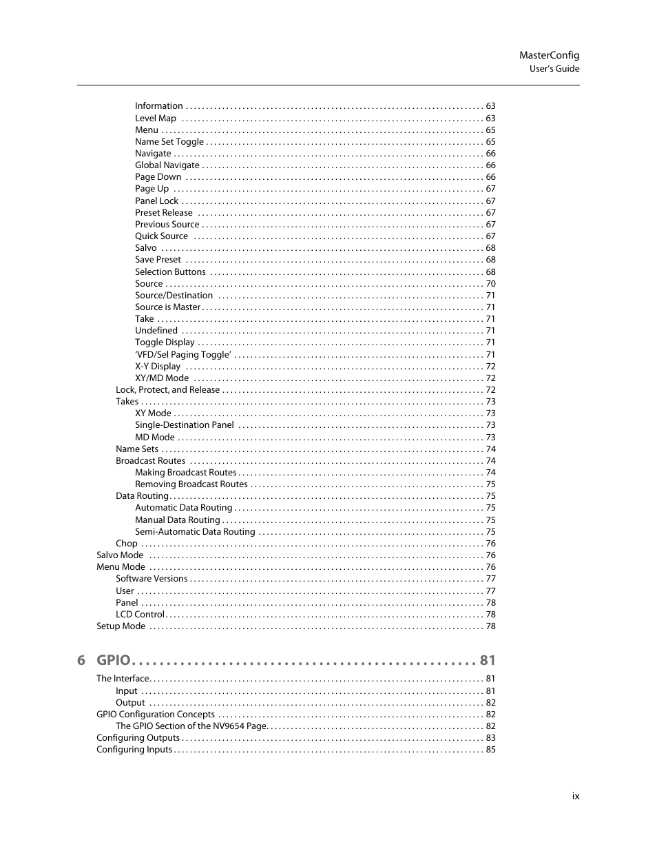 6 gpio | Grass Valley NV9654 v.1.1 User Manual | Page 9 / 118