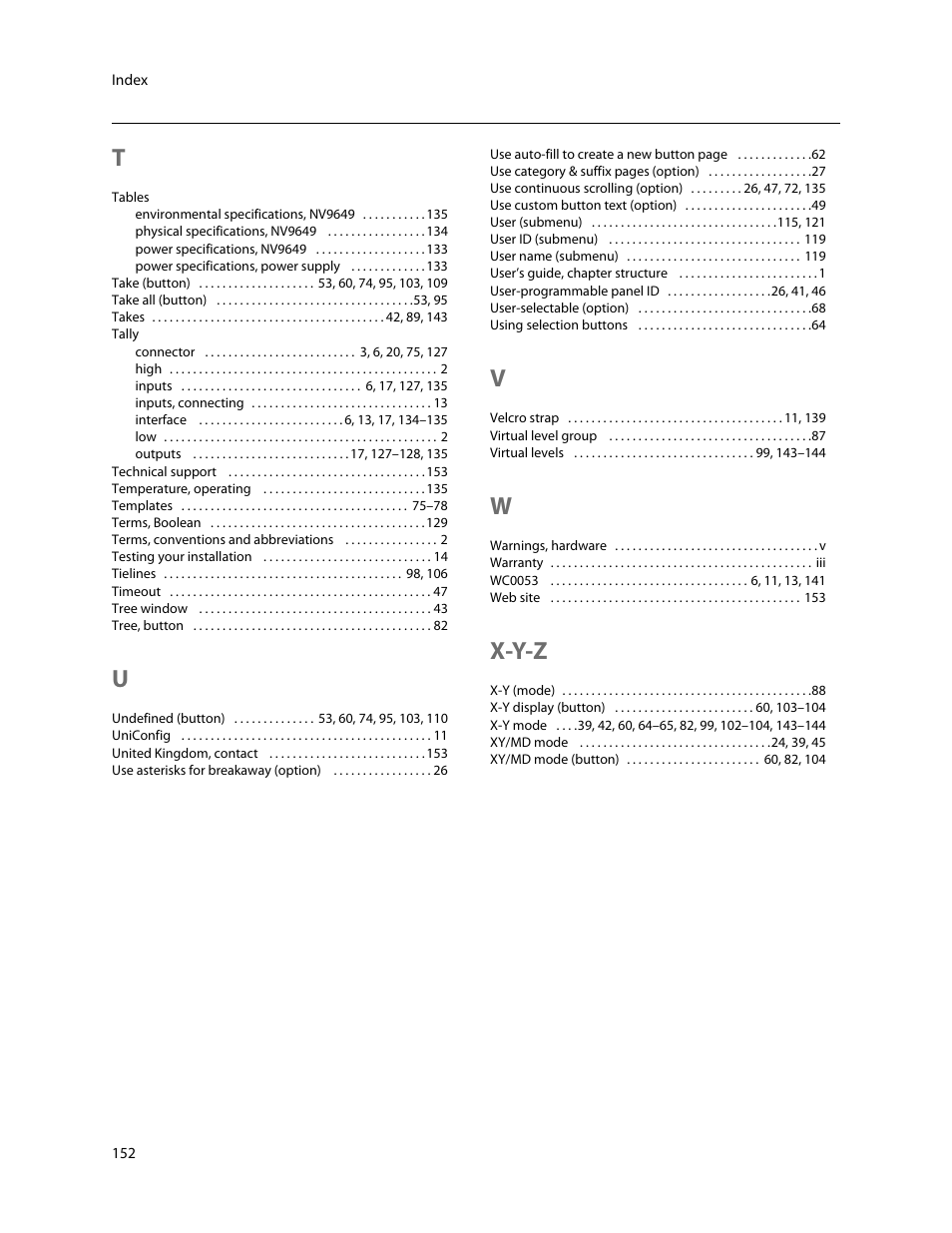 X-y-z | Grass Valley NV9649 v.1.1 User Manual | Page 164 / 166