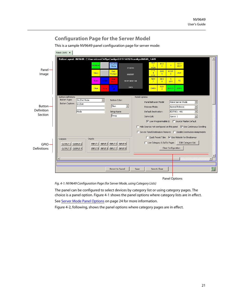 Configuration page for the server model | Grass Valley NV9649 v.1.1 User Manual | Page 33 / 166