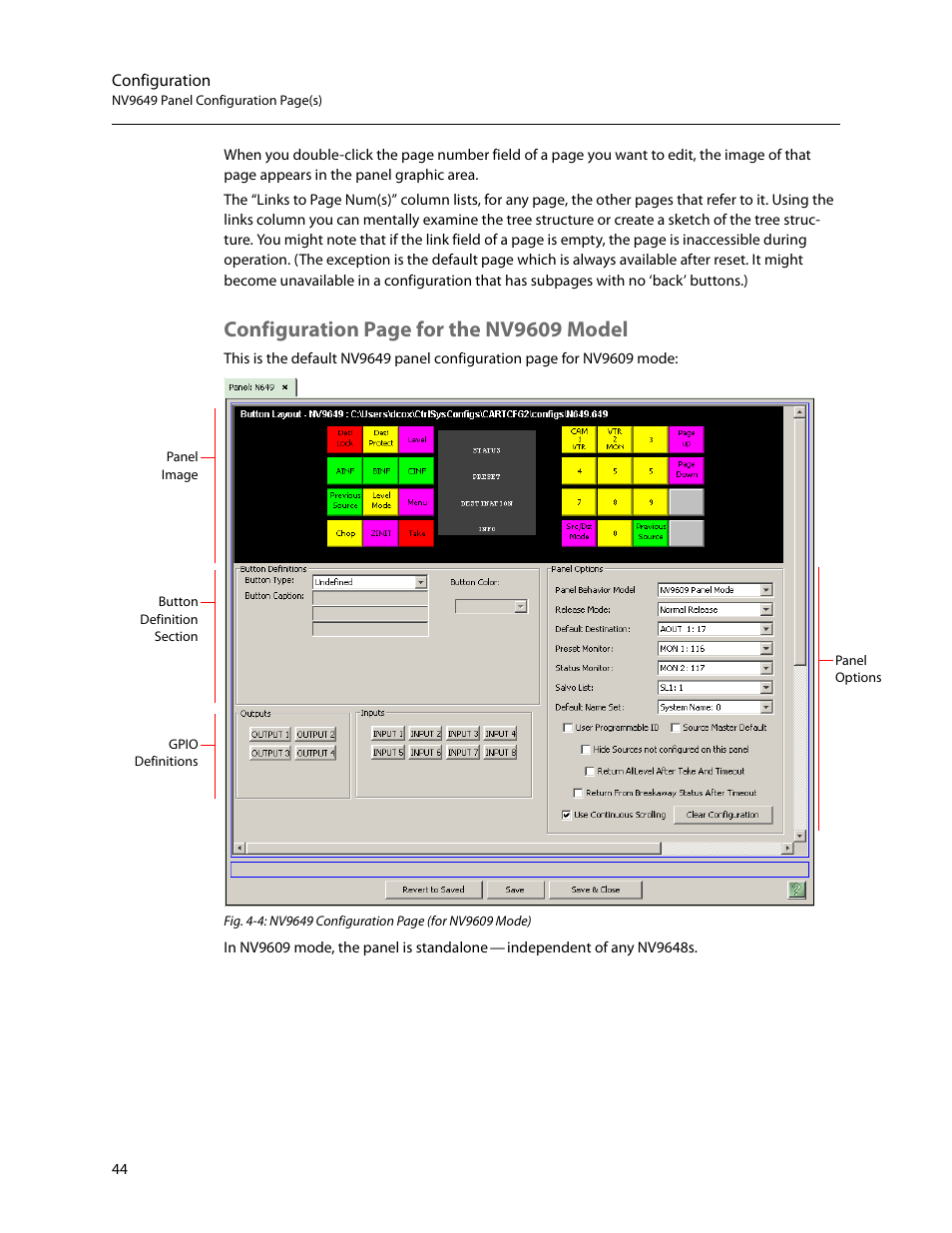 Figure 4-4, Configuration page for the nv9609 model | Grass Valley NV9649 v.1.1 User Manual | Page 56 / 166