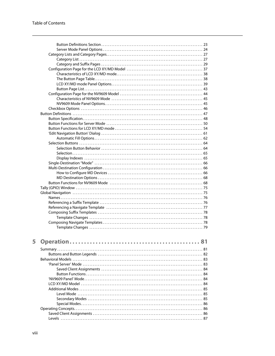 5 operation | Grass Valley NV9649 v.1.1 User Manual | Page 8 / 166