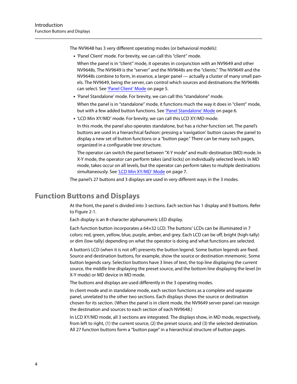 Function buttons and displays | Grass Valley NV9648 v.1.1 User Manual | Page 14 / 112