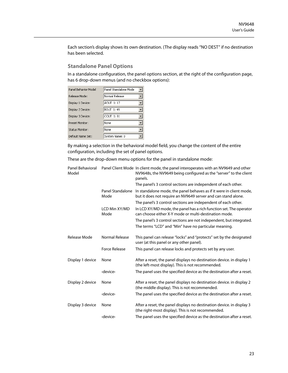 Standalone panel options | Grass Valley NV9648 v.1.1 User Manual | Page 33 / 112