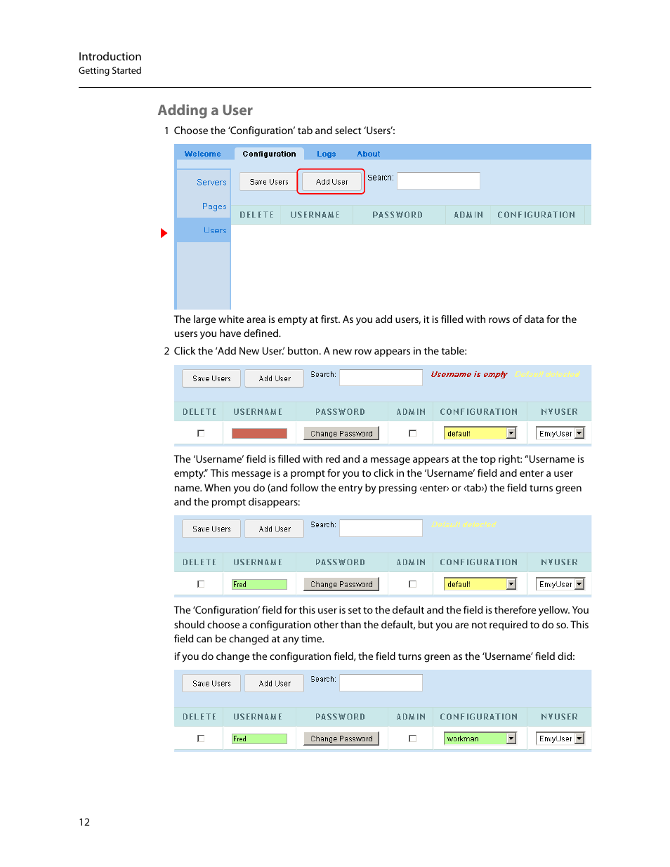 Adding a user | Grass Valley NV9000 Web Suite v.1.2 User Manual | Page 22 / 118