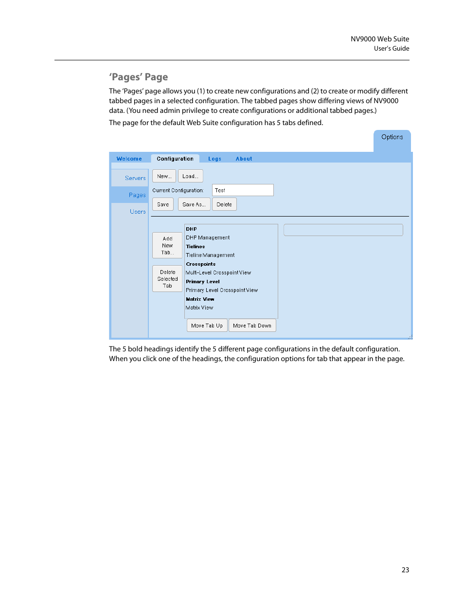 Pages’ page | Grass Valley NV9000 Web Suite v.1.2 User Manual | Page 33 / 118