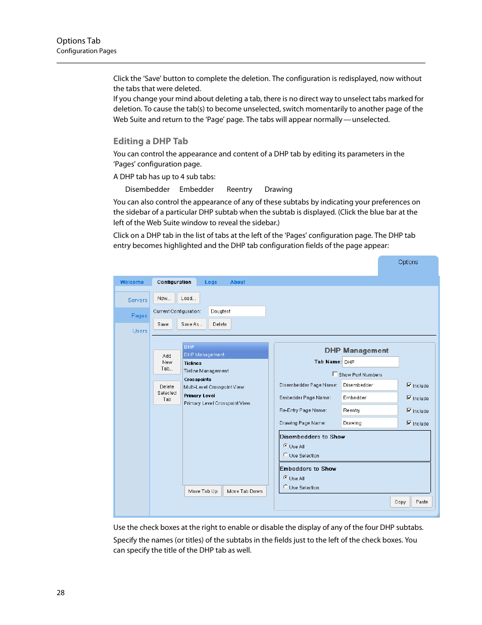 Editing a dhp tab | Grass Valley NV9000 Web Suite v.1.2 User Manual | Page 38 / 118