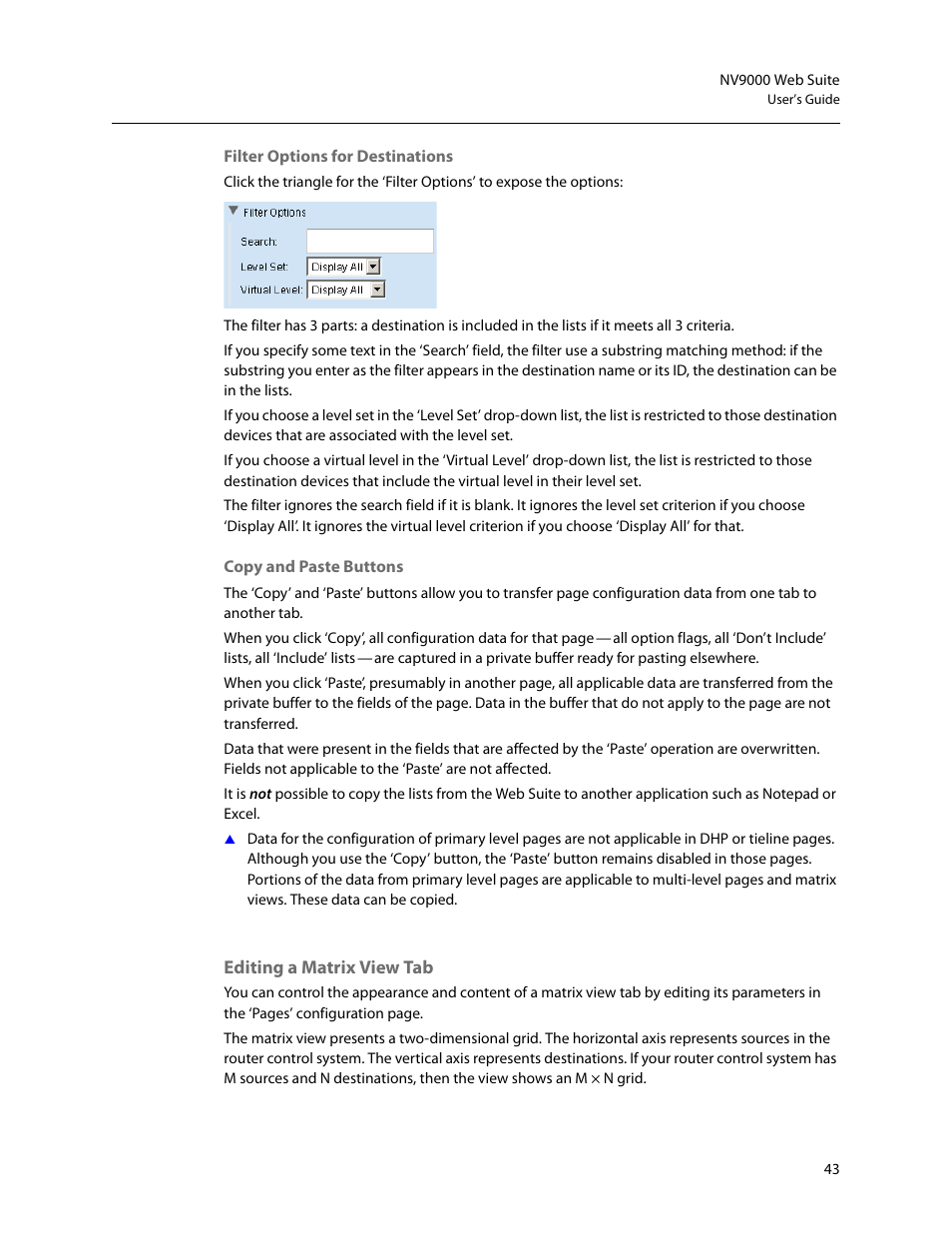 Editing a matrix view tab | Grass Valley NV9000 Web Suite v.1.2 User Manual | Page 53 / 118