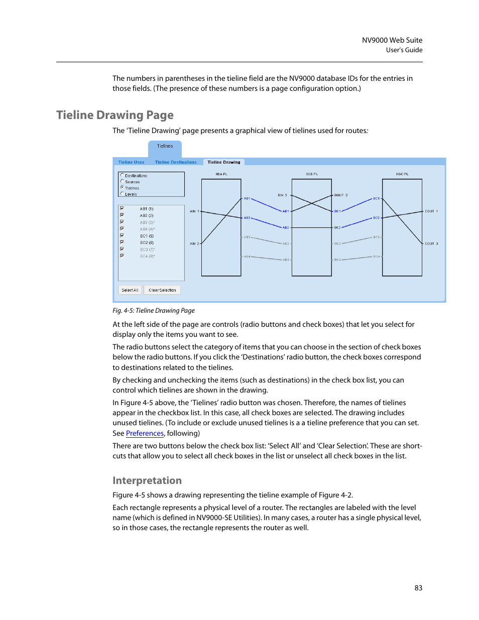 Interpretation, Tieline drawing page | Grass Valley NV9000 Web Suite v.1.2 User Manual | Page 93 / 118