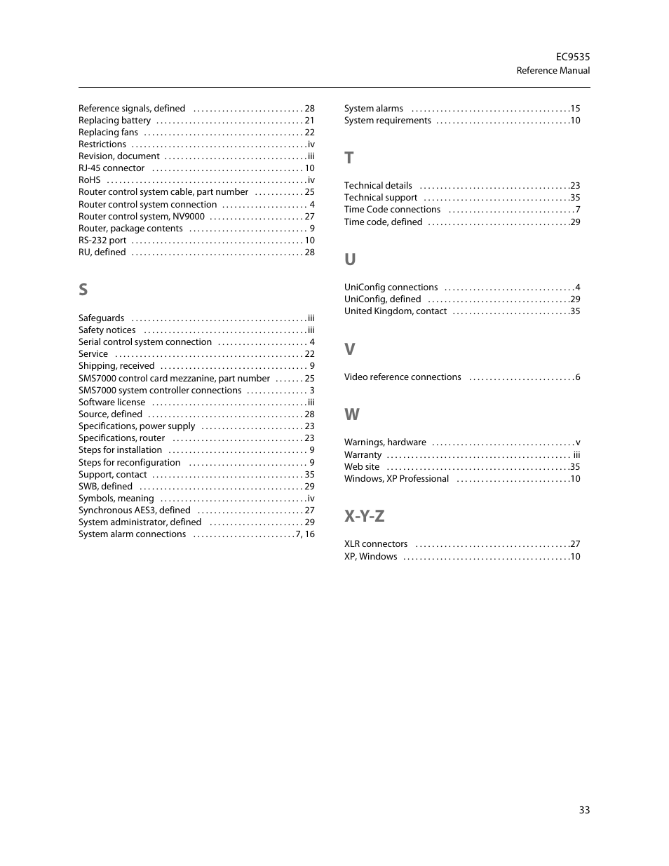 X-y-z | Grass Valley EC9535 v.1.1 User Manual | Page 41 / 44