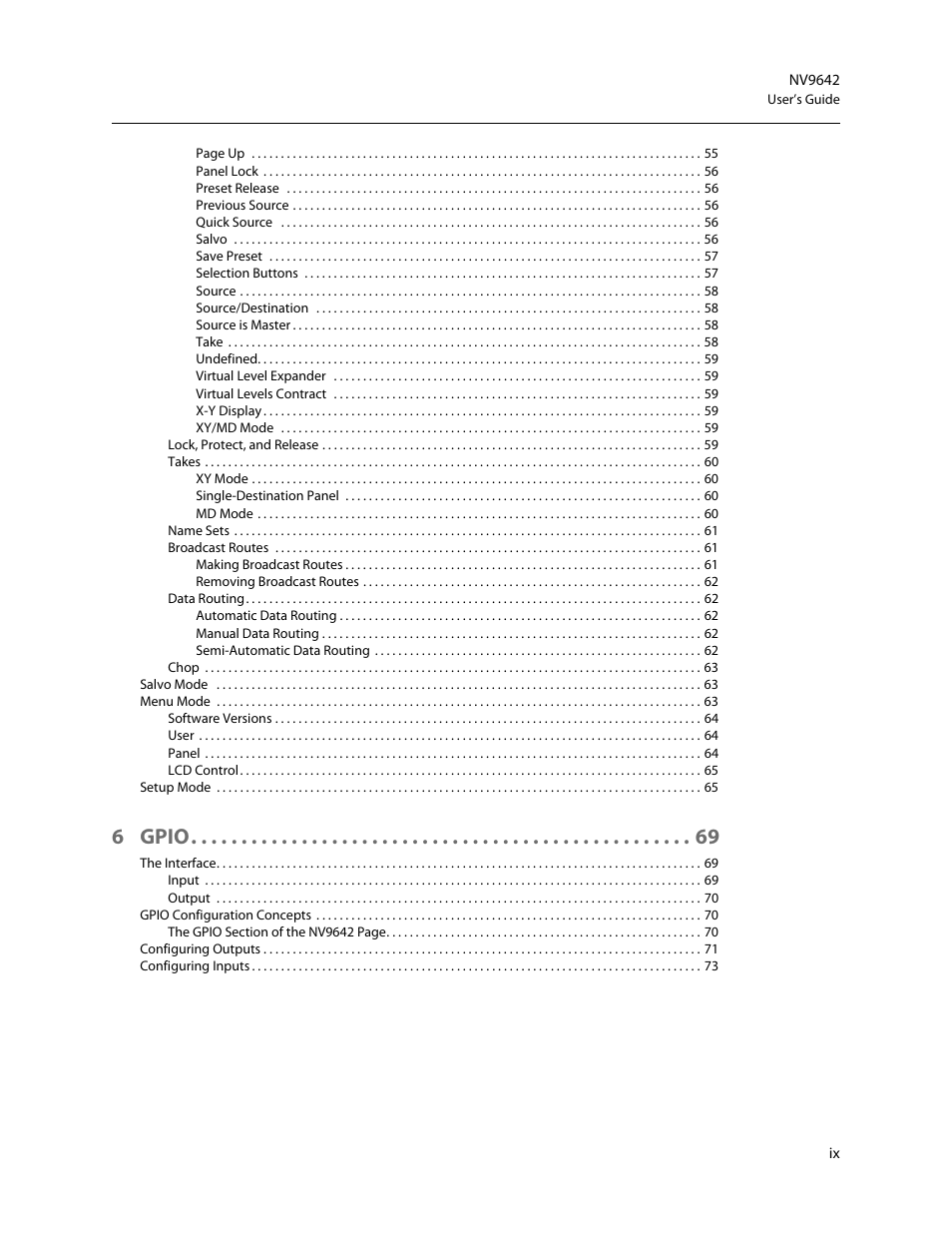 6 gpio | Grass Valley NV9642 v.1.2 User Manual | Page 9 / 106