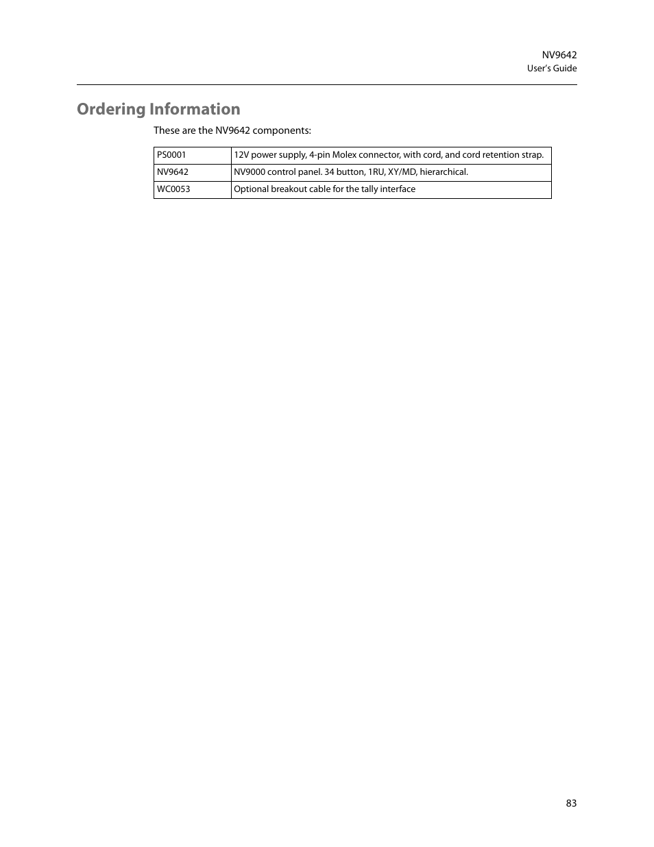 Ordering information | Grass Valley NV9642 v.1.2 User Manual | Page 93 / 106