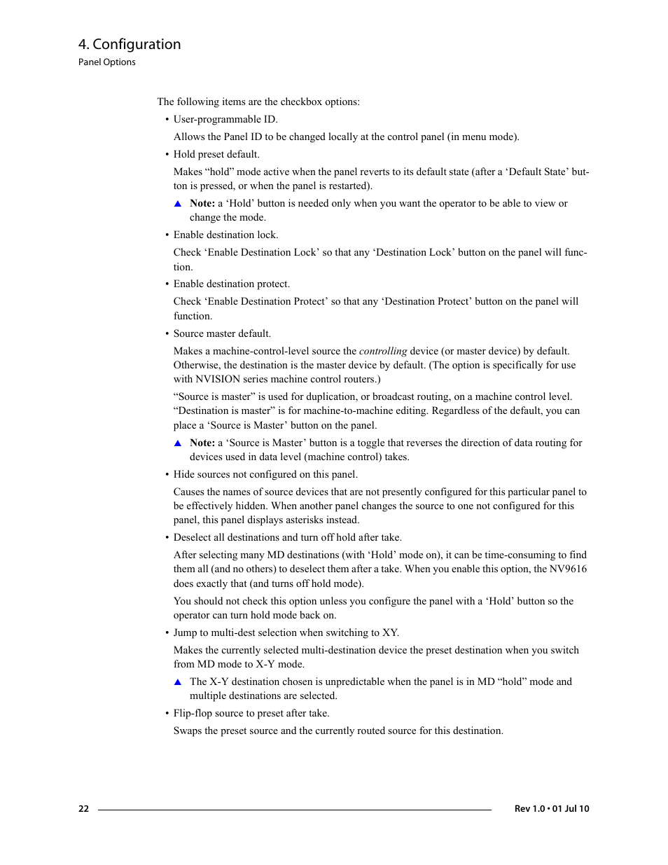 Configuration | Grass Valley NV9608 v.1.0 User Manual | Page 32 / 84