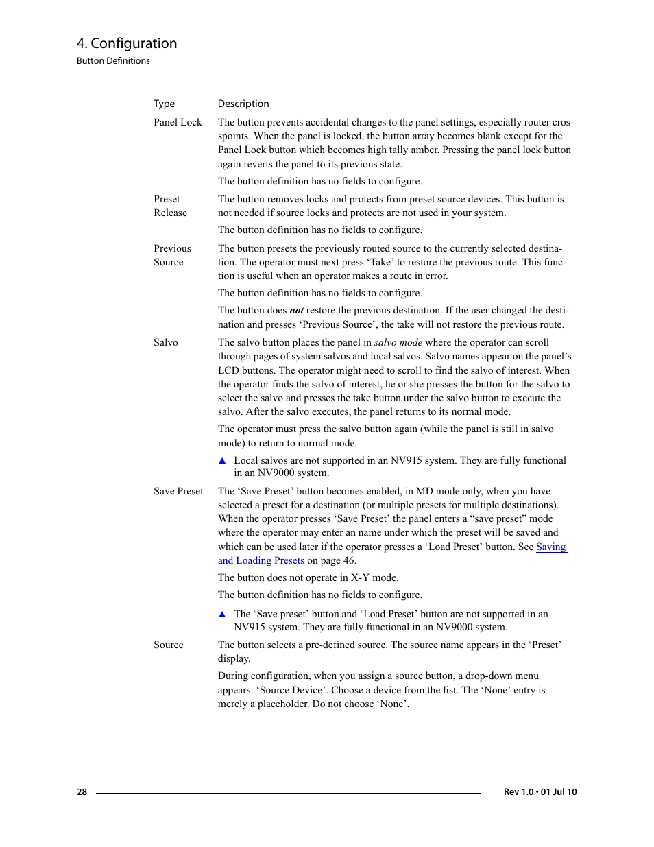 Configuration | Grass Valley NV9608 v.1.0 User Manual | Page 38 / 84