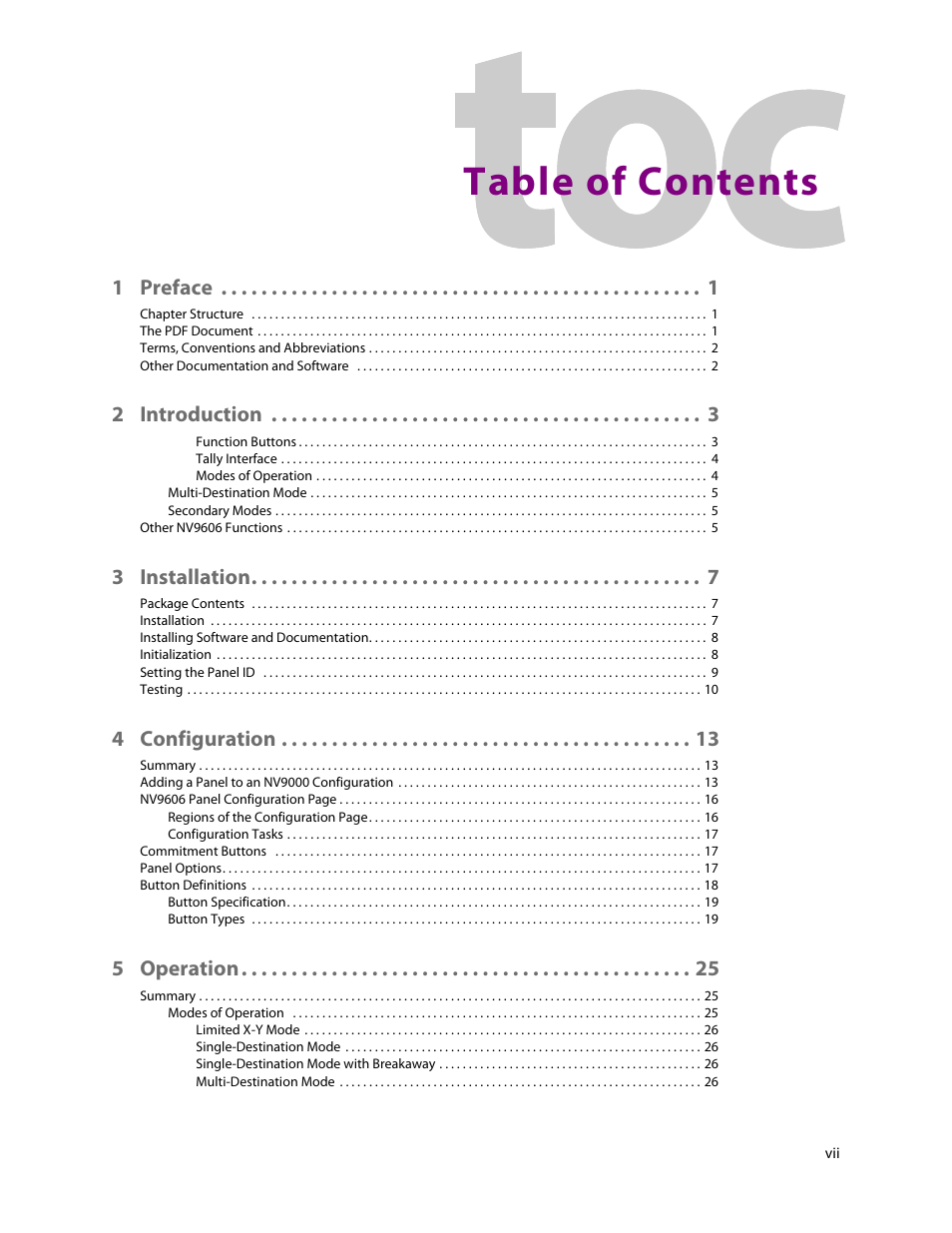 Grass Valley NV9606 v.1.1 User Manual | Page 7 / 70