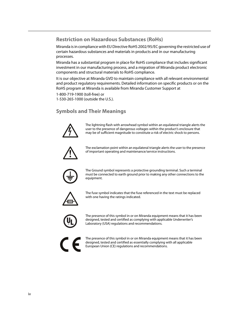 Restriction on hazardous substances (rohs), Symbols and their meanings | Grass Valley NV9605 v.1.1 User Manual | Page 4 / 74