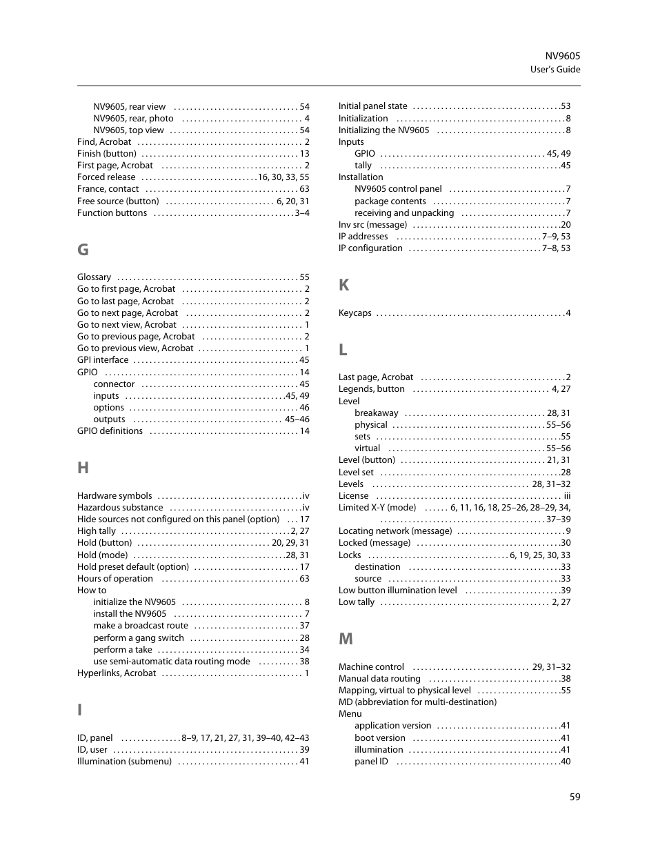 Grass Valley NV9605 v.1.1 User Manual | Page 69 / 74