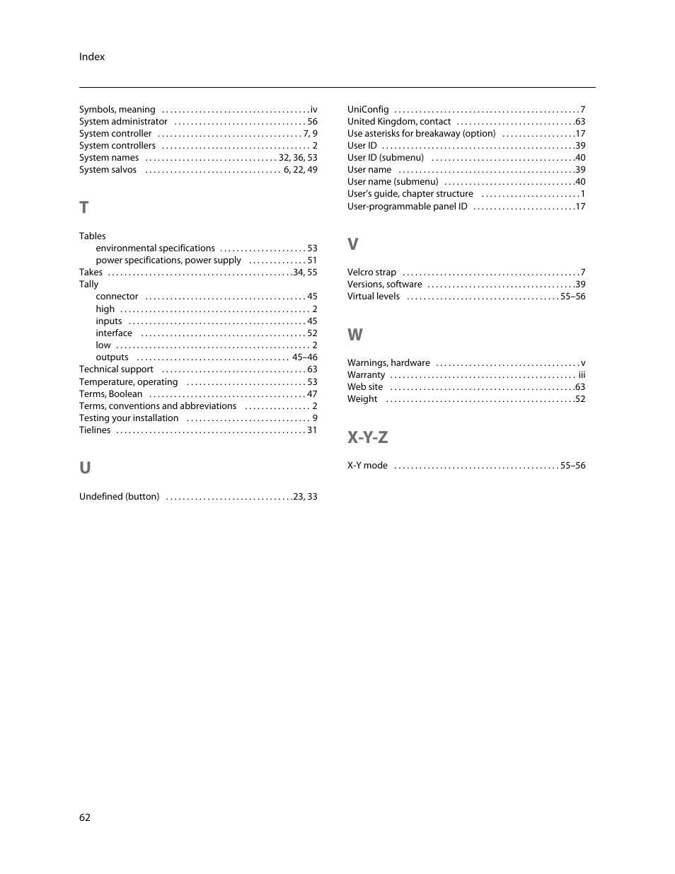 X-y-z | Grass Valley NV9605 v.1.1 User Manual | Page 72 / 74