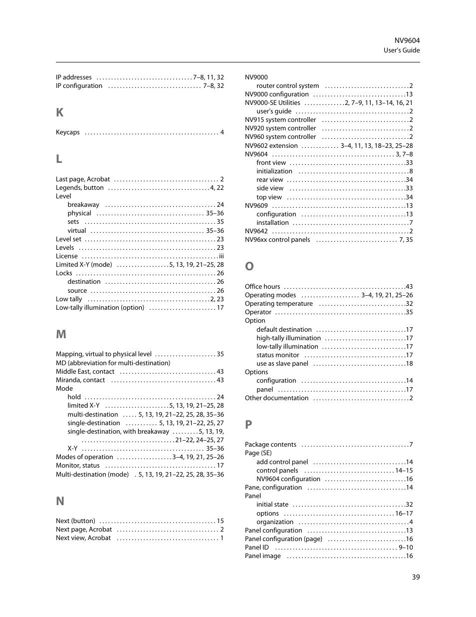 Grass Valley NV9604 v.1.1 User Manual | Page 47 / 52
