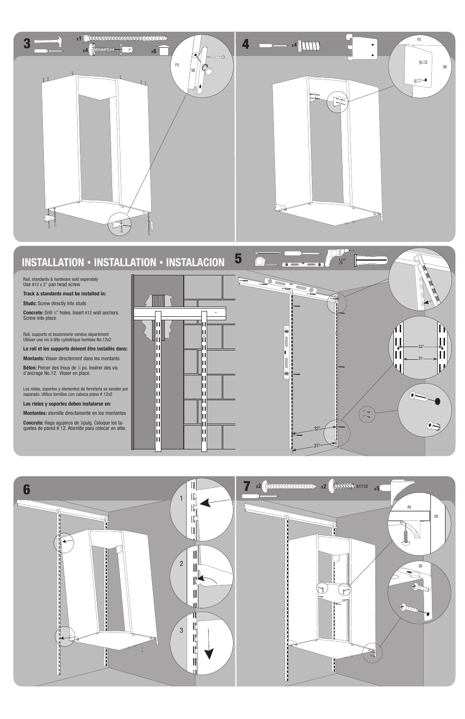 Installation, Instalacion | Closet Maid Stackable 3 Shelf Corner Organizer SRNR User Manual | Page 4 / 4