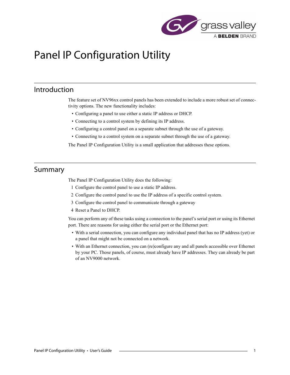 Grass Valley NV9000 v.1.2 User Manual | 10 pages