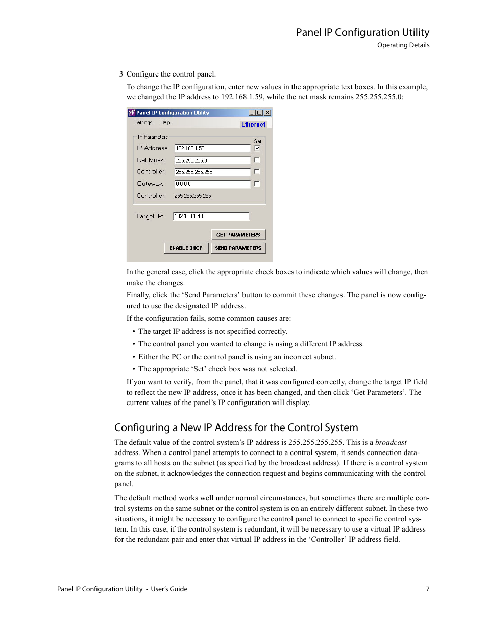 Panel ip configuration utility | Grass Valley NV9000 v.1.2 User Manual | Page 7 / 10