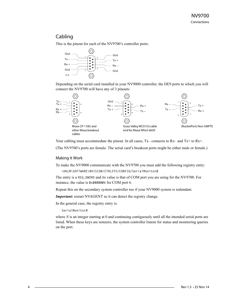 Nv9700, Cabling, Making it work | Grass Valley NV9700 v.1.3 User Manual | Page 4 / 10