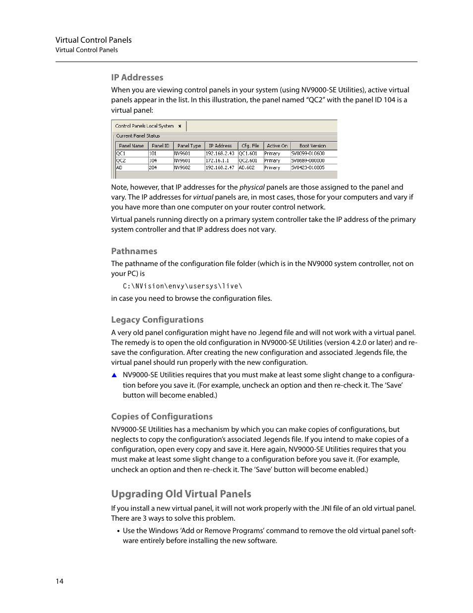 Upgrading old virtual panels | Grass Valley NV96xxV Windows v.1.7 User Manual | Page 18 / 22