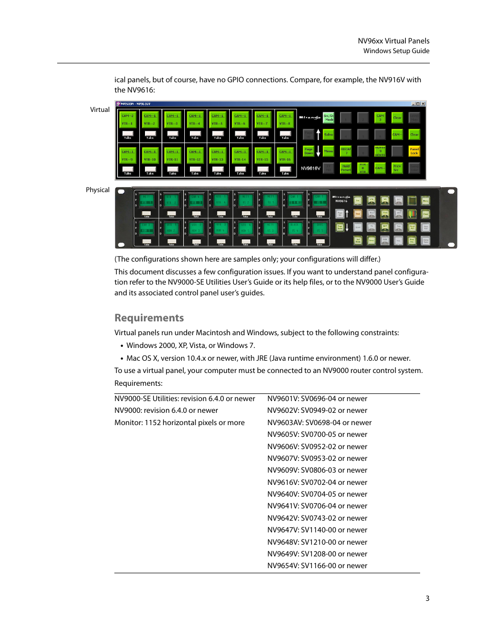 Requirements | Grass Valley NV96xxV Windows v.1.7 User Manual | Page 7 / 22