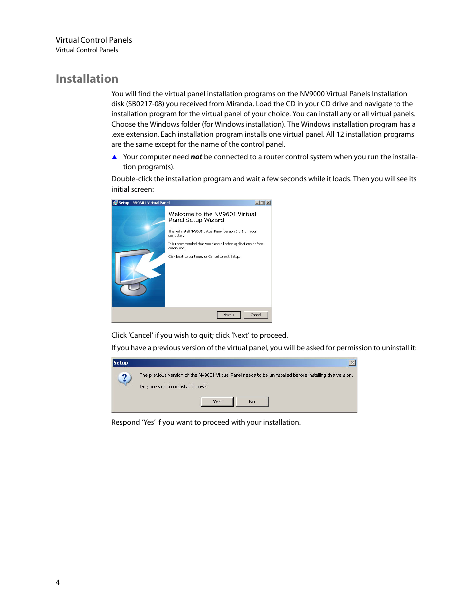 Installation | Grass Valley NV96xxV Windows v.1.7 User Manual | Page 8 / 22