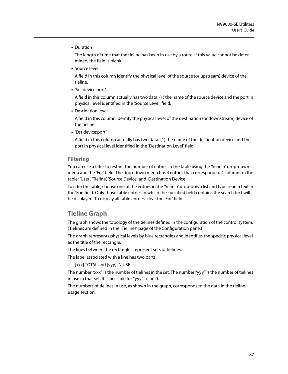 Filtering, Tieline graph | Grass Valley NV9000-SE v.5.0 User Manual | Page 105 / 540