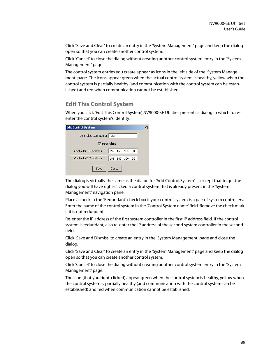 Edit this control system | Grass Valley NV9000-SE v.5.0 User Manual | Page 107 / 540