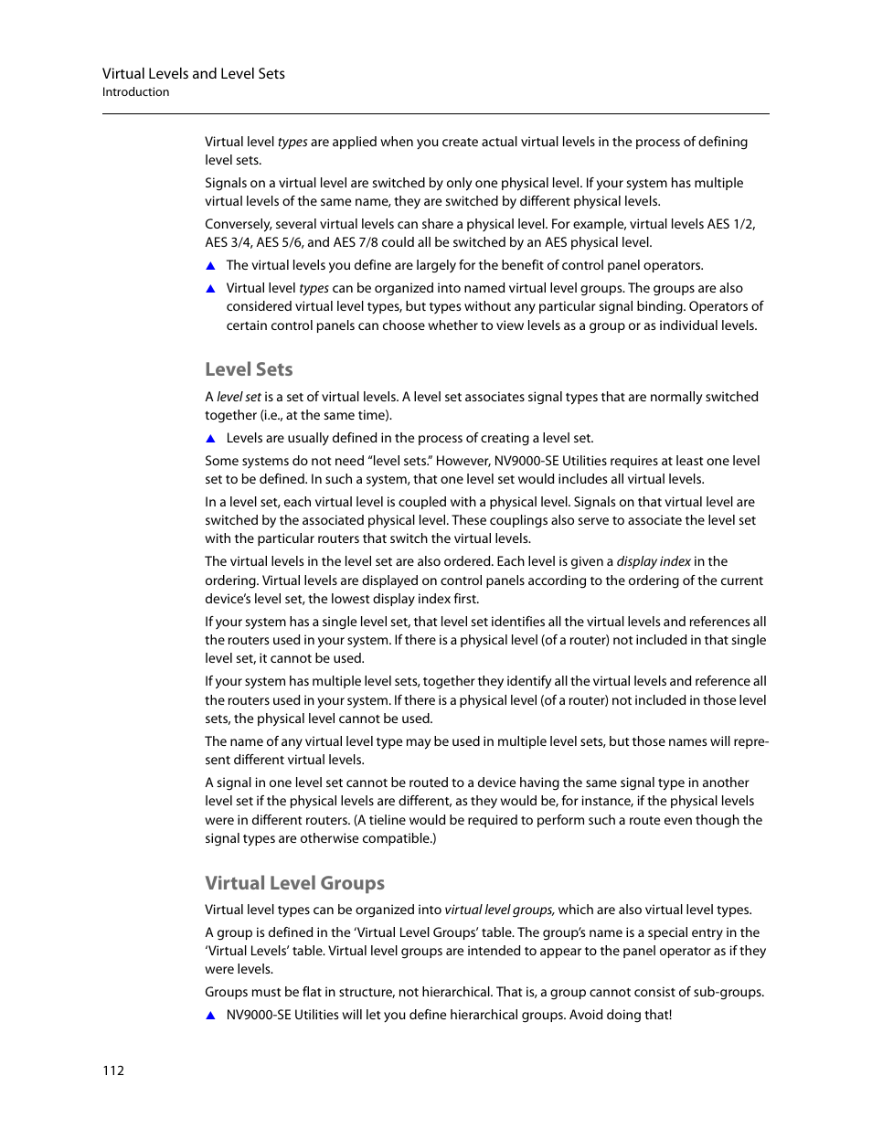 Level sets, Virtual level groups, Level sets virtual level groups | Grass Valley NV9000-SE v.5.0 User Manual | Page 130 / 540