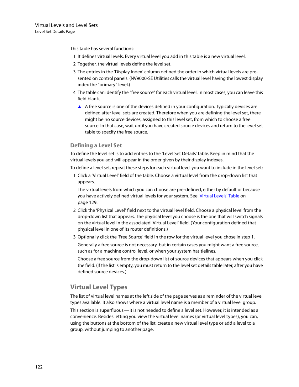 Defining a level set, Virtual level types | Grass Valley NV9000-SE v.5.0 User Manual | Page 140 / 540